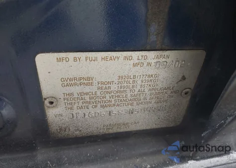 2003 Subaru Impreza 2.5Rs из США, поврежденный, VIN JF1GD67583H509448